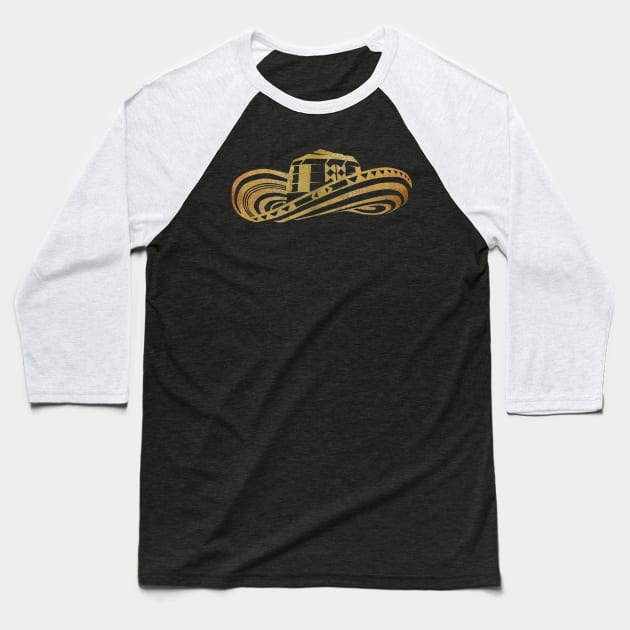 Colombian Sombrero Vueltiao in Gold Leaf Baseball T-Shirt by zuzugraphics